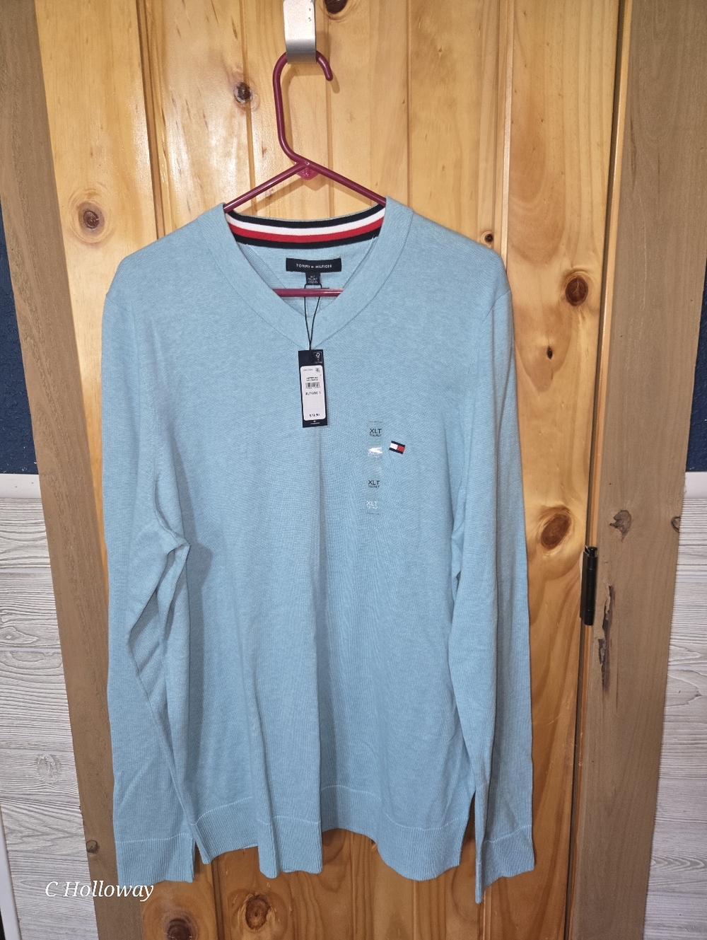 NWT Mens Tommy Hilfiger V Neck Sweater XL Tall Blue